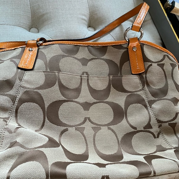 Coach Signature Stripe Pocket Tote In Orange Spice - Picture 10 of 16